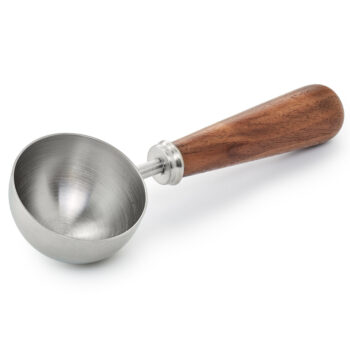 Mõõtelusikas kohvile-teele. hõbedane/puit